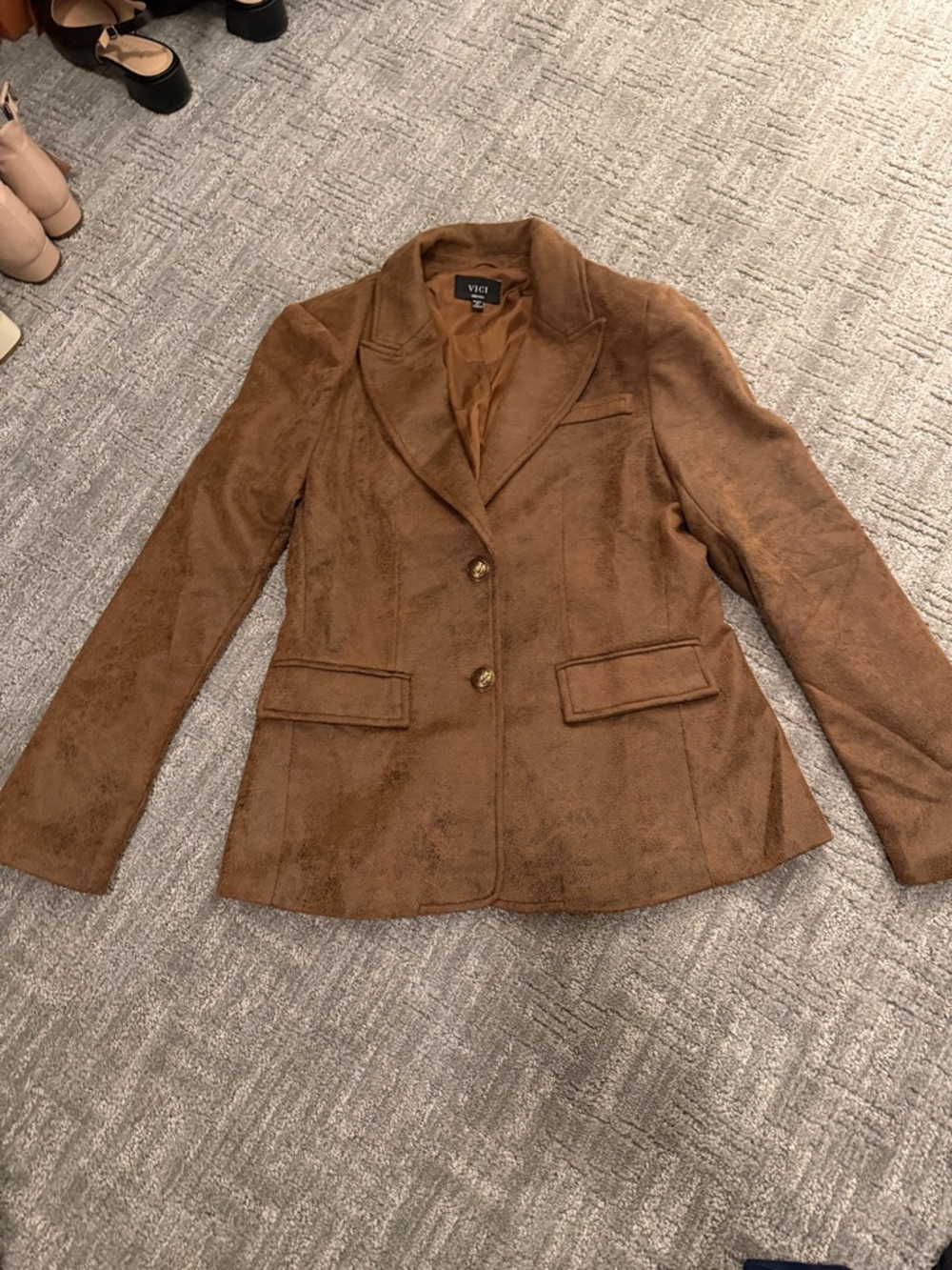 VICI Brown Faux Suede Blazer Jacket set
